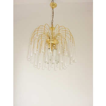 Vintage lampa sufitowa z mosiądzowaną konstrukcją